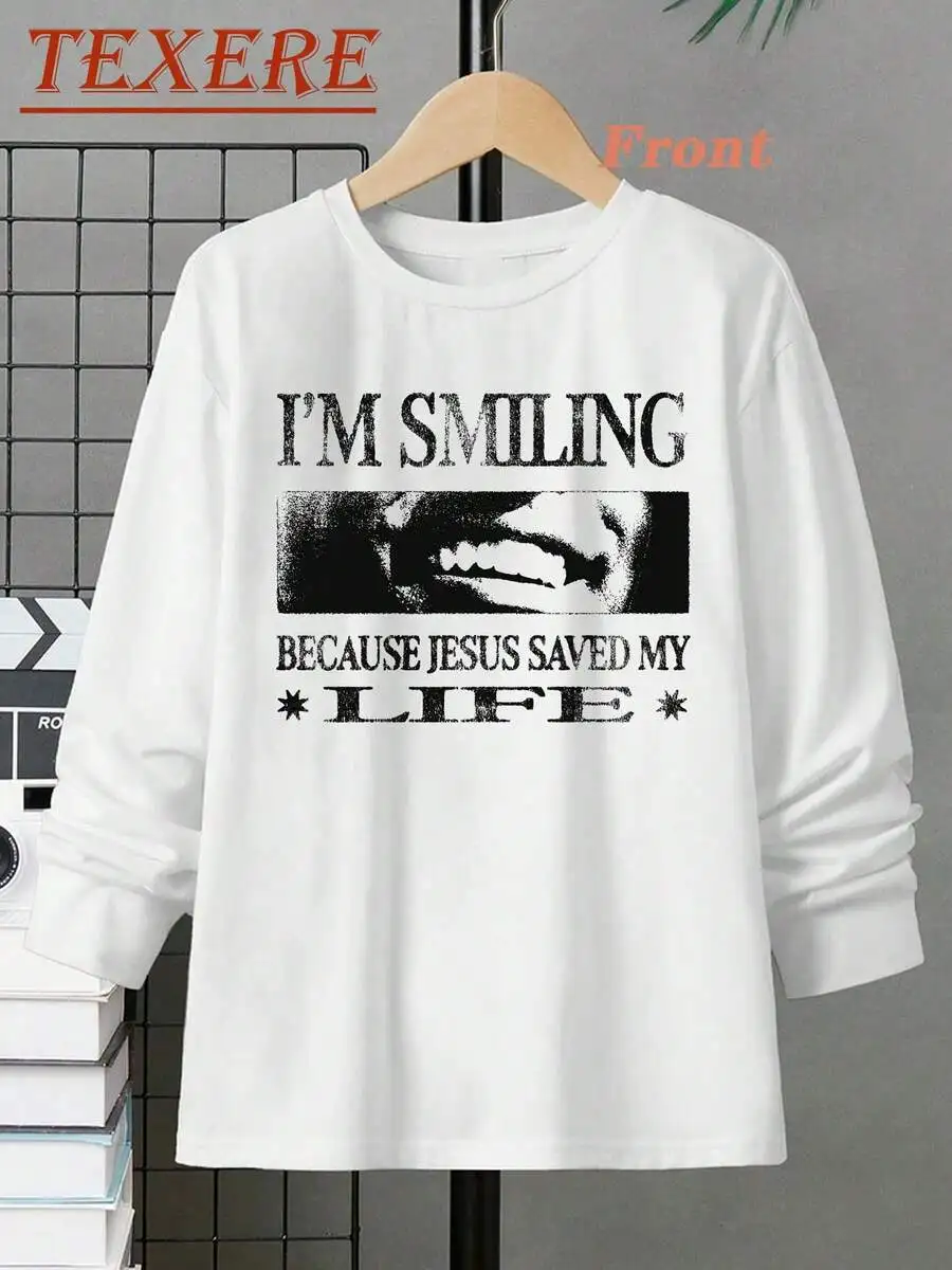 Mens Graphic Long Sleeve Cotton Tee With Jesus Saved My Life Print Casual Crew Neck Top
Mens Graphic Long Sleeve Cotton Tee With Jesus Saved My Life Print Casual Crew Neck Top