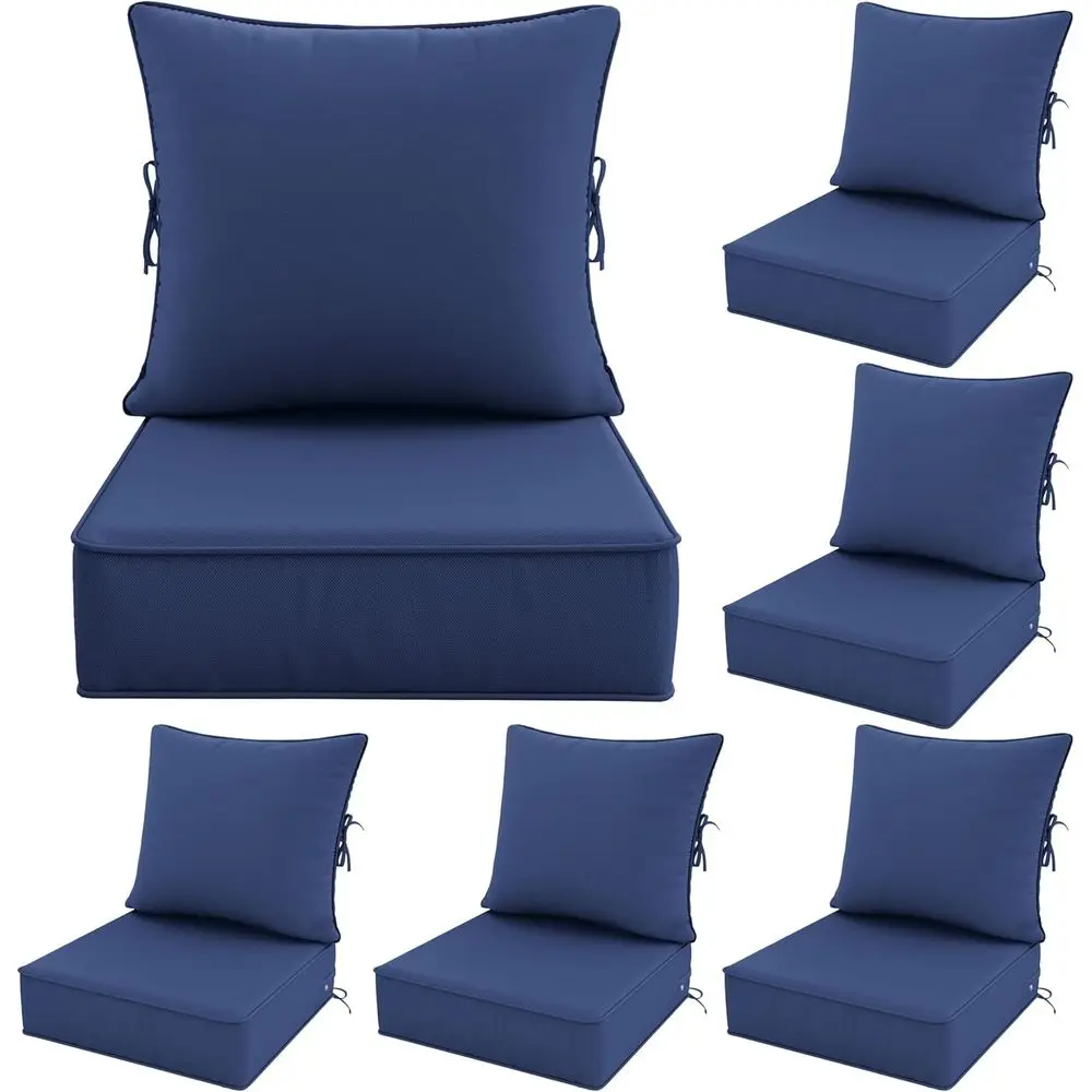 Set of 6 Outdoor Seat Cushions, 24x24x6.5 Waterproof & Fade-Resistant Patio Furniture Covers, Removable with Straps for Deep Sea
Set of 6 Outdoor Seat Cushions, 24x24x6.5 Waterproof & Fade-Resistant Patio Furniture Covers, Removable with Straps for Deep Sea