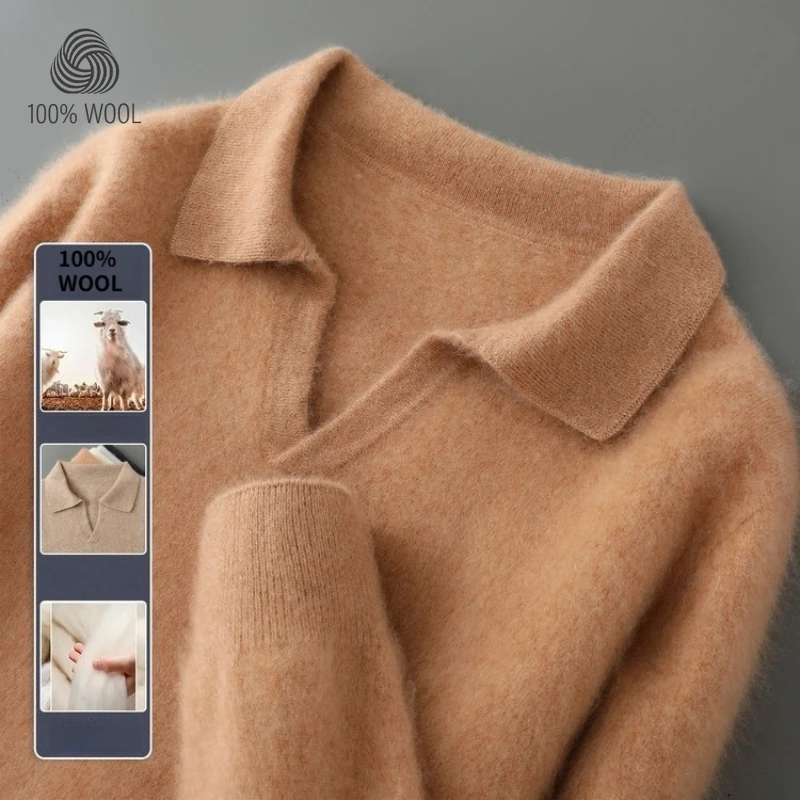100% австралийская шерсть с воротником чайки, новый популярный однотонный повседневный вязаный свитер, теплый пуловер с отложным воротником Old Money
100% австралийская шерсть с воротником чайки, новый популярный однотонный повседневный вязаный свитер, теплый пуловер с отложным воротником Old Money