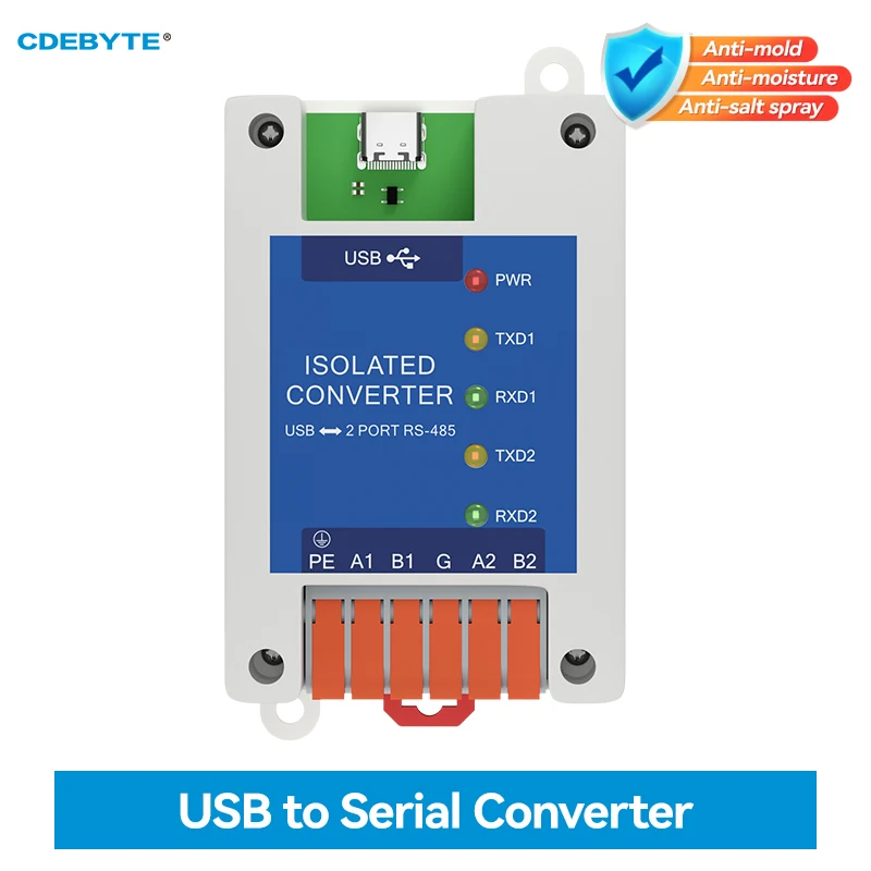 2 Serial Ports Converter USB to RS-485 Serial Port CDEBYTE E810-U21C USB-C High Protection 3M Rate Industrial Grade Isolation
2 Serial Ports Converter USB to RS-485 Serial Port CDEBYTE E810-U21C USB-C High Protection 3M Rate Industrial Grade Isolation