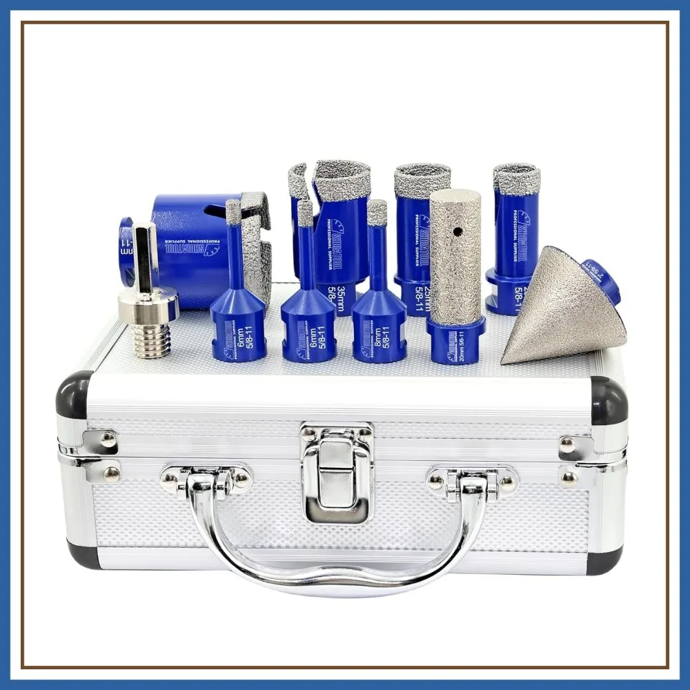 Diamond Drill Core Bits Set 10pcs for Tile Ceramic Porcelain Granite, Hex Shank Adapter
Diamond Drill Core Bits Set 10pcs for Tile Ceramic Porcelain Granite, Hex Shank Adapter