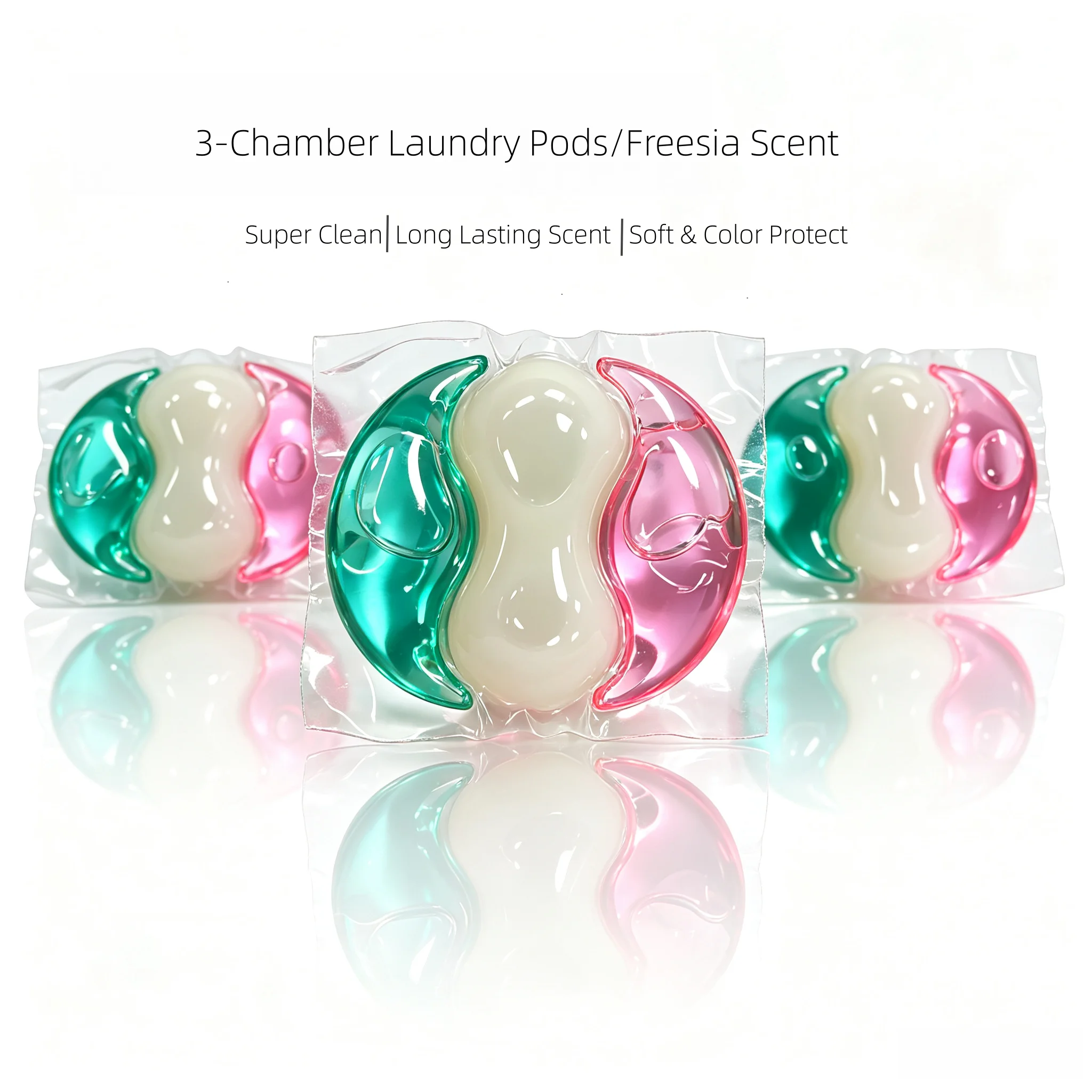Viral 3-Chamber Peanut Shape Laundry Pods 15g Each, 30pcs/Box Freesia Scent Super Clean Long Lasting Scent Soft Color Protect
Viral 3-Chamber Peanut Shape Laundry Pods 15g Each, 30pcs/Box Freesia Scent Super Clean Long Lasting Scent Soft Color Protect