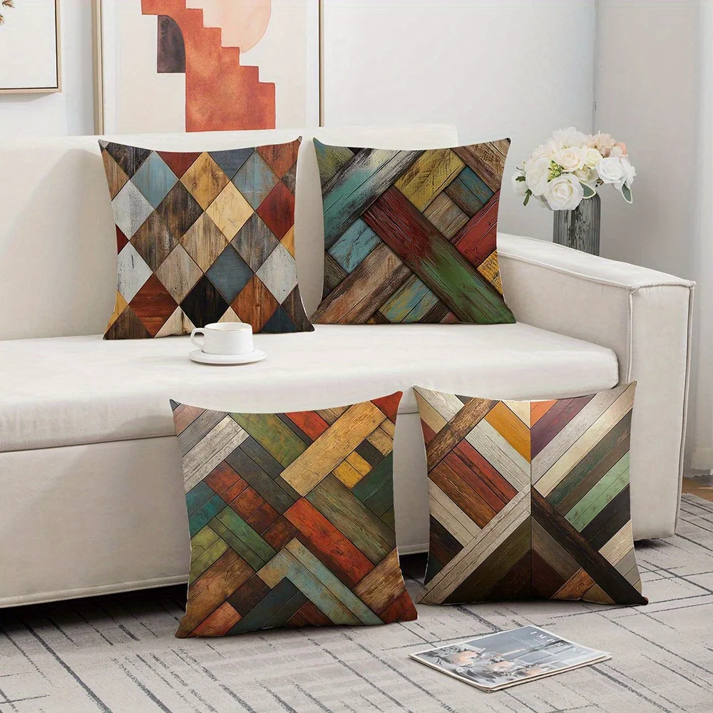 4pcs Geometric puzzle design double-sided Printed Short plush Suitable living rooms bedrooms sofas zippered closure
4pcs Geometric puzzle design double-sided Printed Short plush Suitable living rooms bedrooms sofas zippered closure