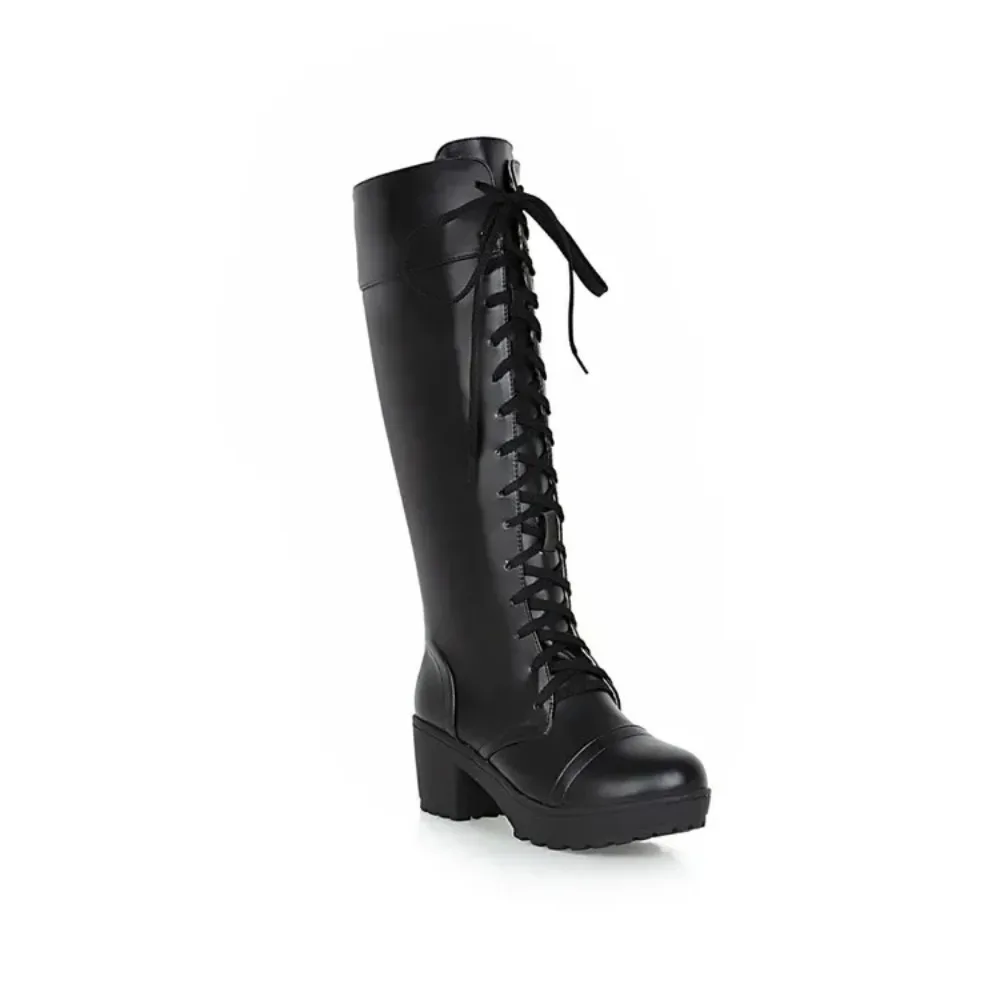 Knee High Boots Women Hot Sale Spring Autumn Lacing Fashion Square Heel Belt Buckle Ladies Leather Shoes Winter Size 34-43
Knee High Boots Women Hot Sale Spring Autumn Lacing Fashion Square Heel Belt Buckle Ladies Leather Shoes Winter Size 34-43