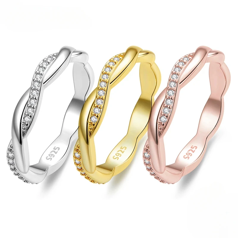 BAMOER 925 Sterling Silver Simple Twisted Ring 14K Gold Plated Cubic Zirconia Eternity Band for Women 3 Colors BSR248
BAMOER 925 Sterling Silver Simple Twisted Ring 14K Gold Plated Cubic Zirconia Eternity Band for Women 3 Colors BSR248