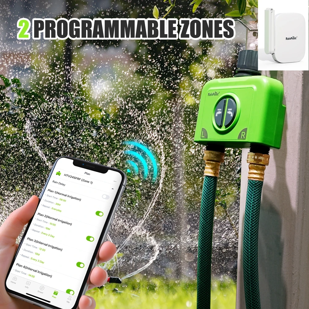 RainPoint 2-ZONE Water Timer WiFi Sprinkler Controller Weather Based Automatic Drip Irrigation Smart Graden Hose Watering System
RainPoint 2-ZONE Water Timer WiFi Sprinkler Controller Weather Based Automatic Drip Irrigation Smart Graden Hose Watering System