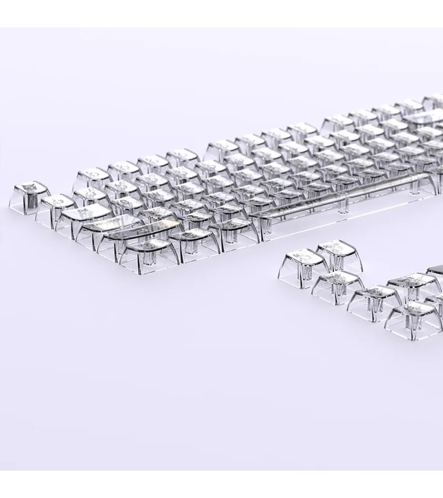 White crystal keycap mechanical keyboard small full set PC fully transparent custom boneless position - MDA height 119 keys
White crystal keycap mechanical keyboard small full set PC fully transparent custom boneless position - MDA height 119 keys