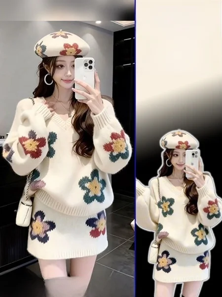 plus Size Floral Sweater Loose Top Women's Spring New High-End Feeling f Skirt Two-Piece Set Comfortable Breathable Faion
plus Size Floral Sweater Loose Top Women's Spring New High-End Feeling f Skirt Two-Piece Set Comfortable Breathable Faion