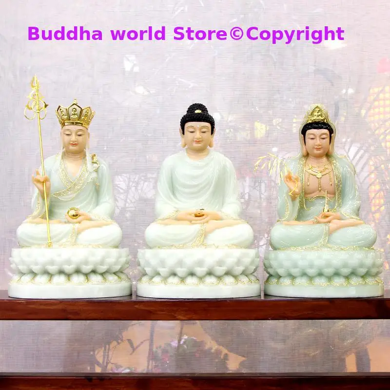 A set 3P High grade gilding jade 3 Buddha Sakyamuni Avalokitesvara Guanyin ksitigarbha Dizang pusa HOME shop bless BUDDHA statue
A set 3P High grade gilding jade 3 Buddha Sakyamuni Avalokitesvara Guanyin ksitigarbha Dizang pusa HOME shop bless BUDDHA statue