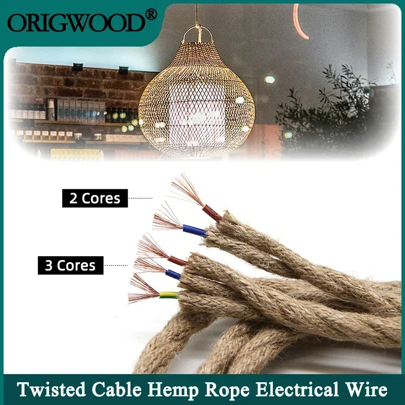 1/2/5/10m Twisted Cable Hemp Rope Electrical Wire 2/3 Core Retro Style Copper Vintage Lamp Line Woven Textile Pendant Light Cord
1/2/5/10m Twisted Cable Hemp Rope Electrical Wire 2/3 Core Retro Style Copper Vintage Lamp Line Woven Textile Pendant Light Cord