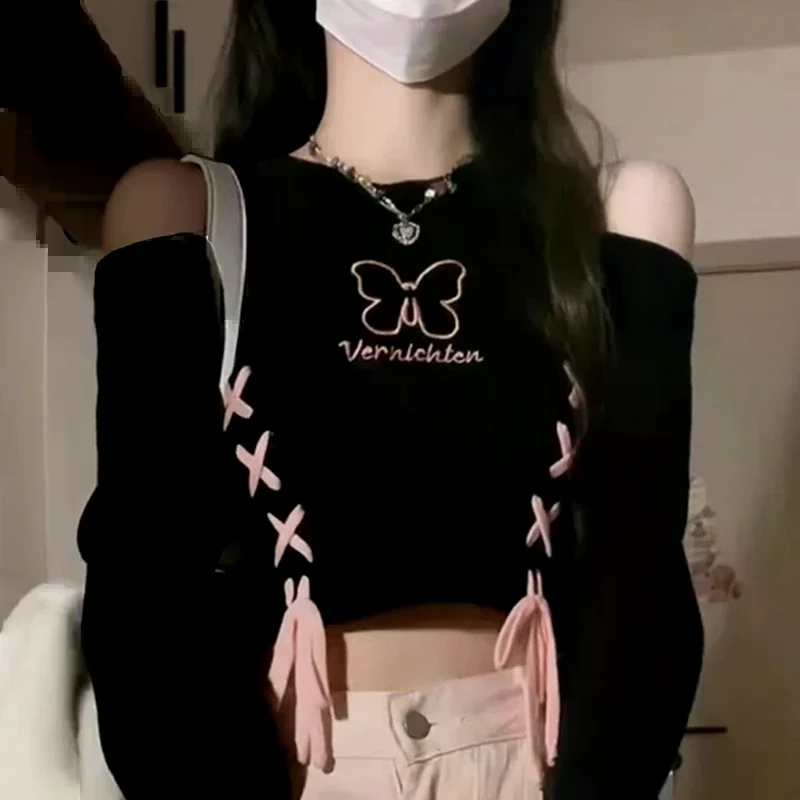 Spicy Girl Sexy Retro Butterfly Embroidery Off Shoulder Women Cropped Sweater
Spicy Girl Sexy Retro Butterfly Embroidery Off Shoulder Women Cropped Sweater