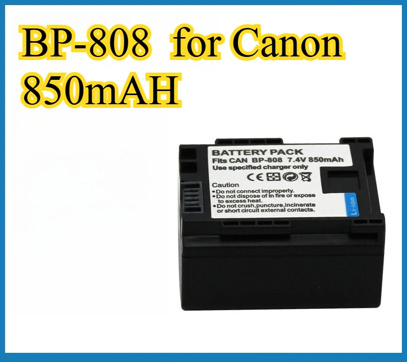 Suitable for Canon MV600i MV630i MV650i MV690i ZR50MC ZR60 ZR65 MC100 Digital Camera BP-808 Battery 850mAh
Suitable for Canon MV600i MV630i MV650i MV690i ZR50MC ZR60 ZR65 MC100 Digital Camera BP-808 Battery 850mAh