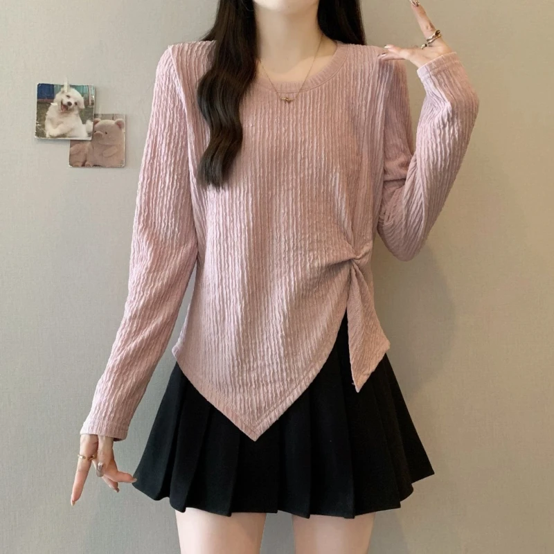 Youth Korean Irregular Slit Hem Long Sleeve Tops Spring Autumn New All-match Solid Casual T Shirts Fashion Sweet Women Clothes
Youth Korean Irregular Slit Hem Long Sleeve Tops Spring Autumn New All-match Solid Casual T Shirts Fashion Sweet Women Clothes