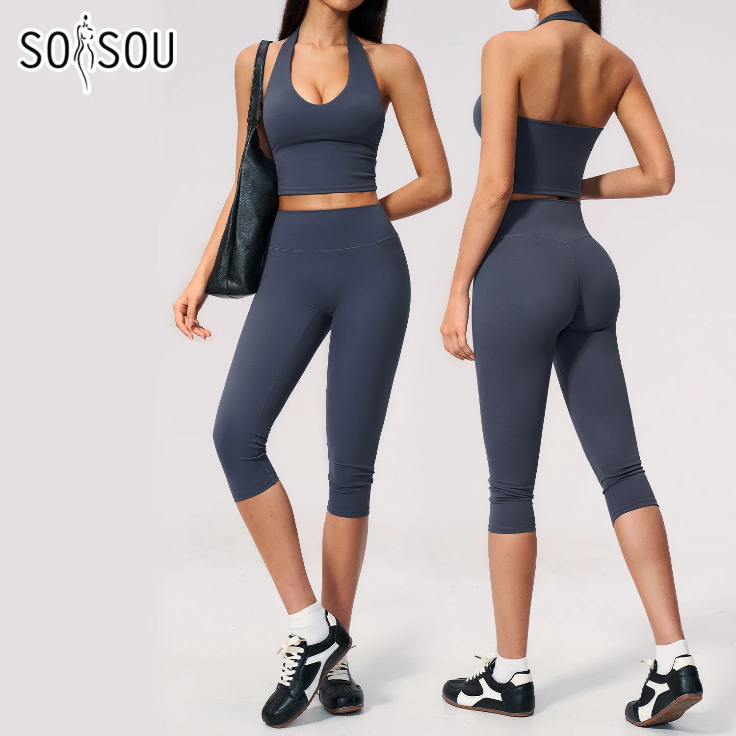 SOISOU Nylon Yoga Set 2PCS Halter Neck Top Gym Fitness Vest Women Yoga Suits Women's Tracksuits Sports High Waist Middle Pants
SOISOU Nylon Yoga Set 2PCS Halter Neck Top Gym Fitness Vest Women Yoga Suits Women's Tracksuits Sports High Waist Middle Pants