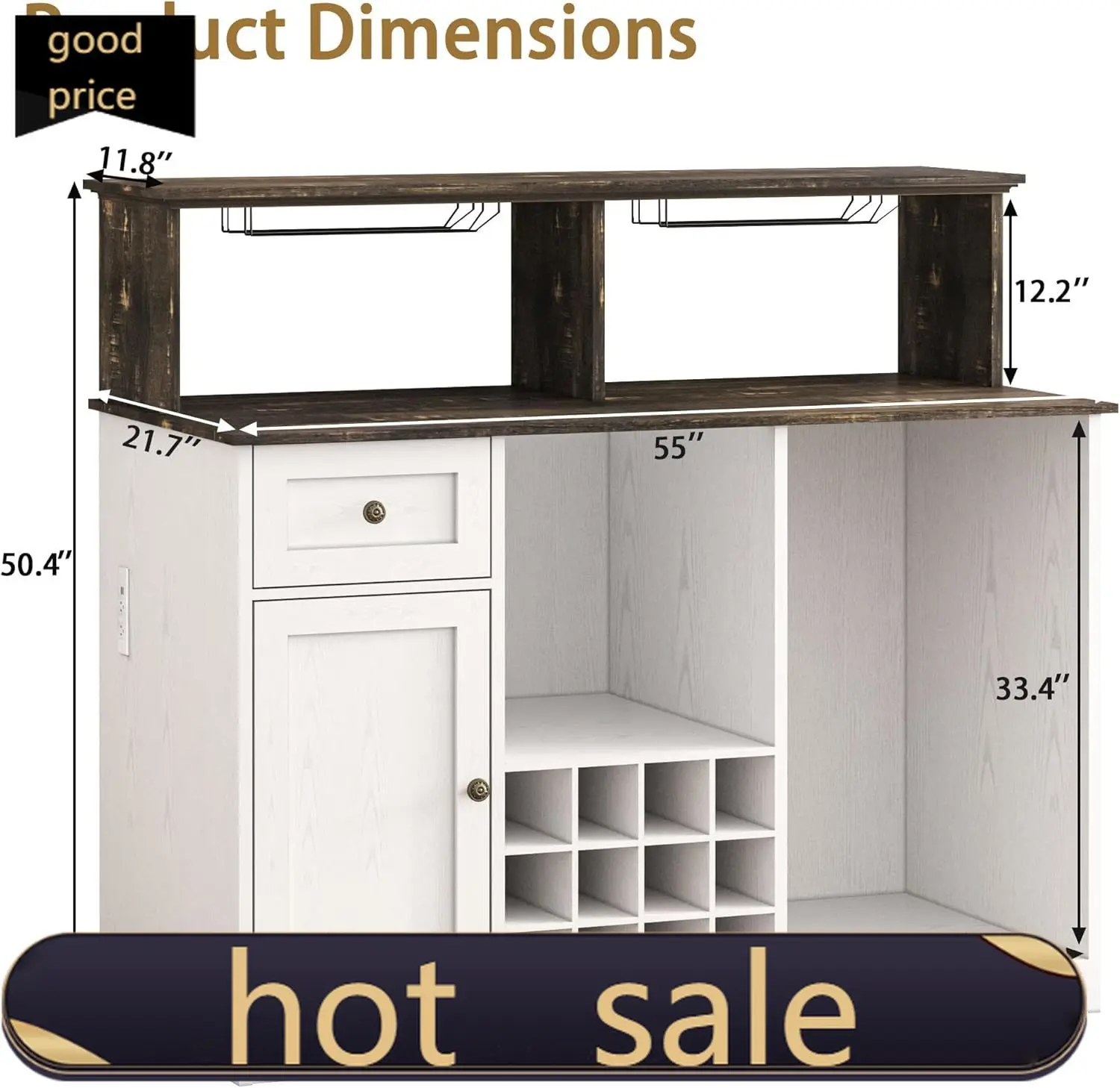 55'' Wine Bar Cabinet with Mini Fridge Space, Liquor Coffee Cabinet with LED Lights & Power Outlet, Kitchen Buffet Hutch, Fridge
55'' Wine Bar Cabinet with Mini Fridge Space, Liquor Coffee Cabinet with LED Lights & Power Outlet, Kitchen Buffet Hutch, Fridge