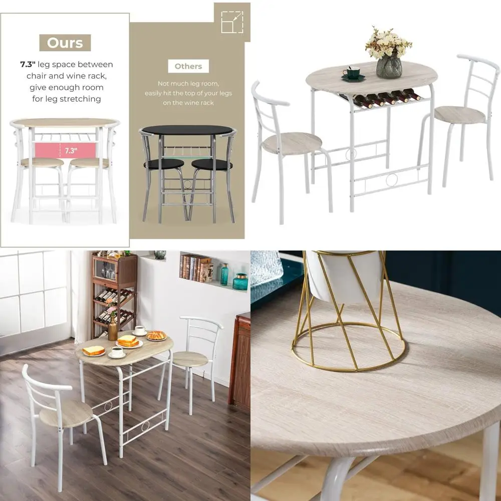 Compact Wooden Breakfast Table Set for Small Spaces with 2 Chairs in White & Light Oak Finish
Compact Wooden Breakfast Table Set for Small Spaces with 2 Chairs in White & Light Oak Finish