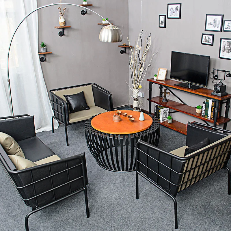 Modern simple wrought iron solid wood office meeting guests business reception three-person small sofa coffee table combination
Modern simple wrought iron solid wood office meeting guests business reception three-person small sofa coffee table combination