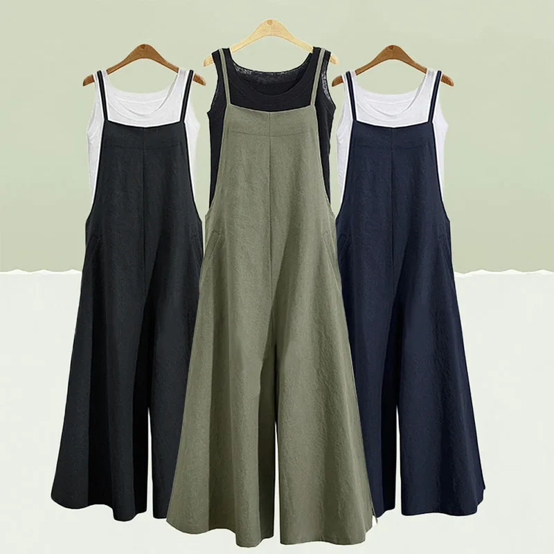 Casual Loose Jumpsuit Women's Wide Leg Pants Summer New Jumpsuit Vertical Side Buckle Cotton Linen Pocket Pants Work Clothes
Casual Loose Jumpsuit Women's Wide Leg Pants Summer New Jumpsuit Vertical Side Buckle Cotton Linen Pocket Pants Work Clothes