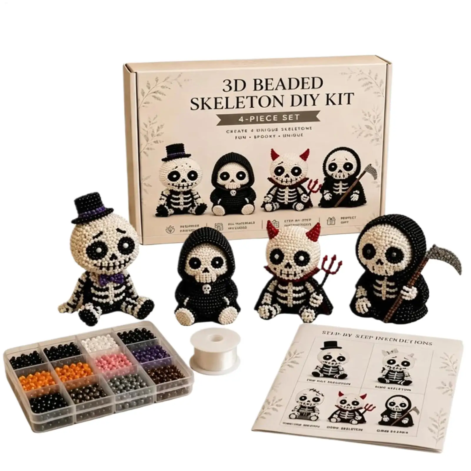 Beaded Skeleton Craft Kit Halloween Toy with Instruction Mini 3D Beaded Skeleton Crafting Set for Home Party Classroom School
Beaded Skeleton Craft Kit Halloween Toy with Instruction Mini 3D Beaded Skeleton Crafting Set for Home Party Classroom School