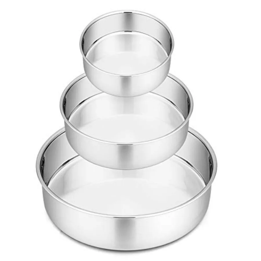Cake Pan Set of 3, 4" + 6" + 8" Round Baking Layer Tier Cake Pans Tins, Stainless Steel Bakeware for Birthday Weeding, Heavy Du
Cake Pan Set of 3, 4" + 6" + 8" Round Baking Layer Tier Cake Pans Tins, Stainless Steel Bakeware for Birthday Weeding, Heavy Du
