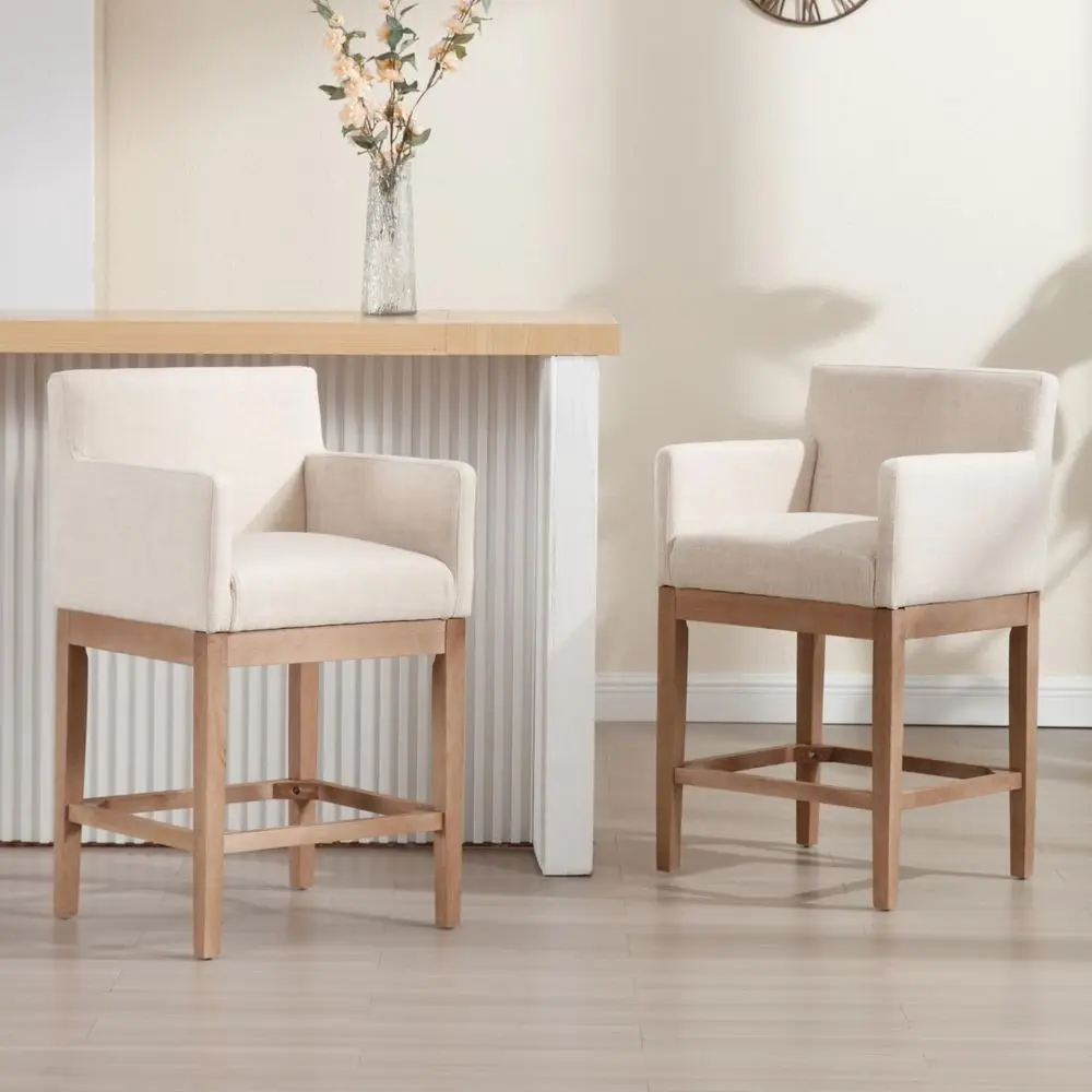 26 Bar Stools Set of 2, Modern Farmhouse Counter Height Barstools Linen Fabric Bar Chairs with Armrest for Kitchen Island Dinin
26 Bar Stools Set of 2, Modern Farmhouse Counter Height Barstools Linen Fabric Bar Chairs with Armrest for Kitchen Island Dinin
