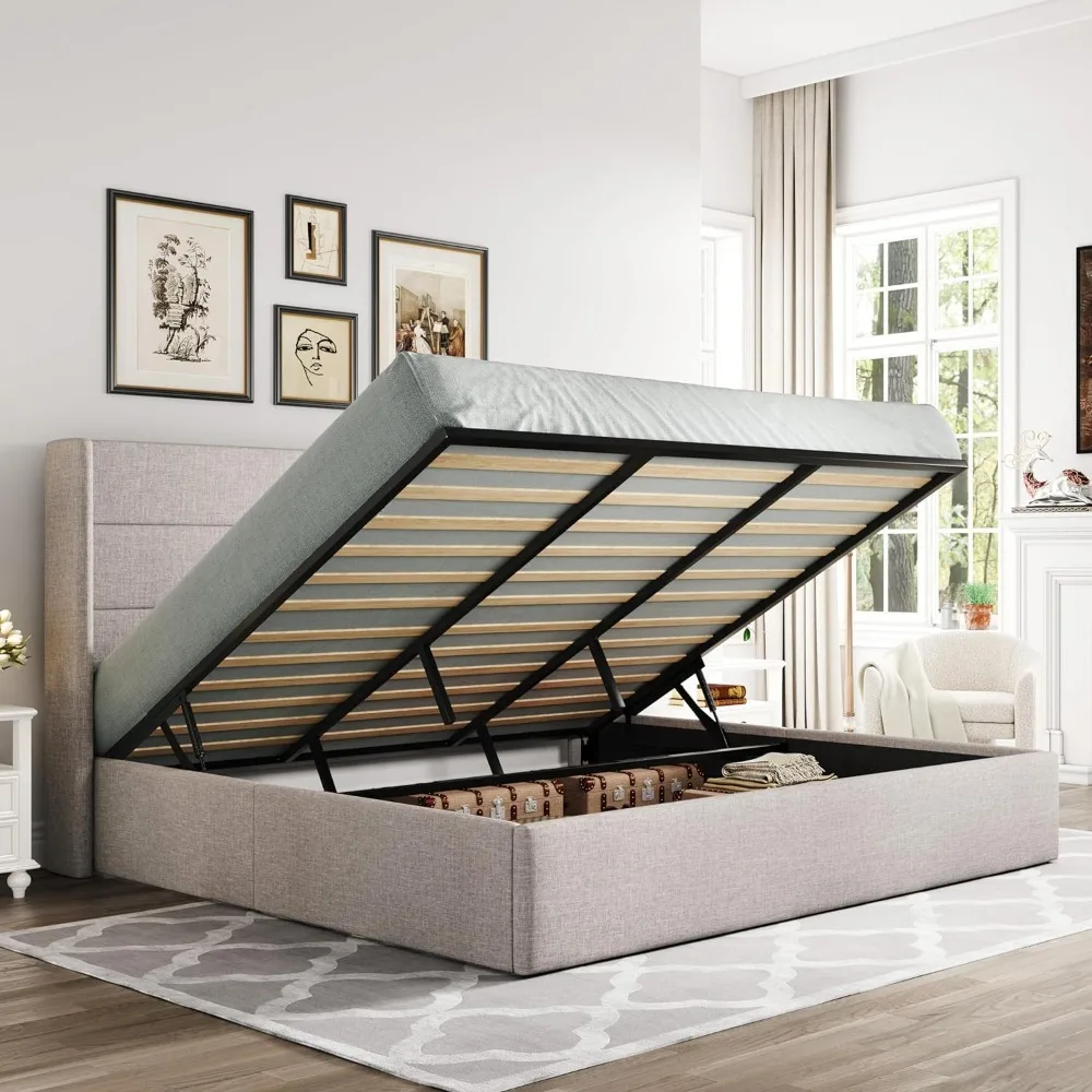 Allewie King Size Lift Up Storage Bed, Modern Wingback Headboard, No Box Spring Needed, Hydraulic Storage, Light Beige
Allewie King Size Lift Up Storage Bed, Modern Wingback Headboard, No Box Spring Needed, Hydraulic Storage, Light Beige