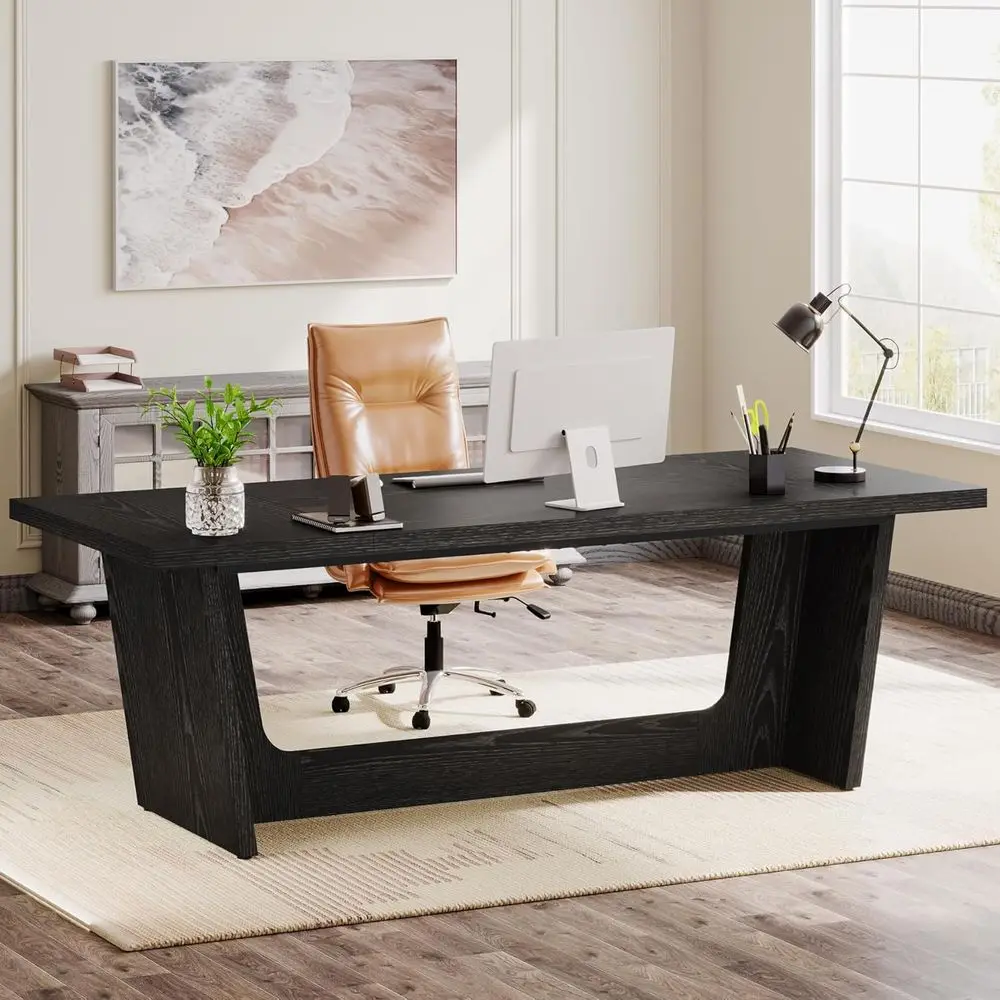 70.87-Inch Executive Computer Desk: Large Home Oice Desk with Solid Wooden Pedestal, Industrial Wood Study Writing Table, Workst
70.87-Inch Executive Computer Desk: Large Home Oice Desk with Solid Wooden Pedestal, Industrial Wood Study Writing Table, Workst