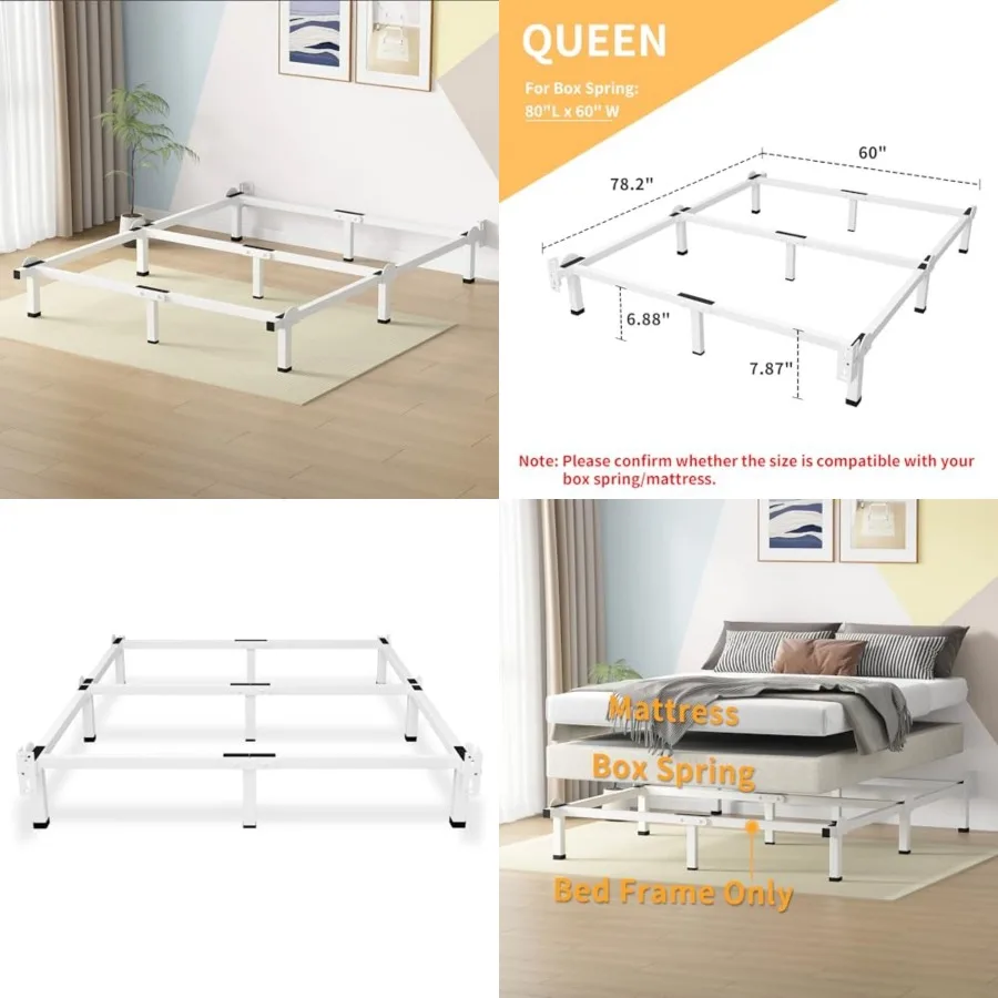 Metal Bed Frame, 9-Leg Bed Base, 8 Inch Support for Box Spring,,Easy Assembly
