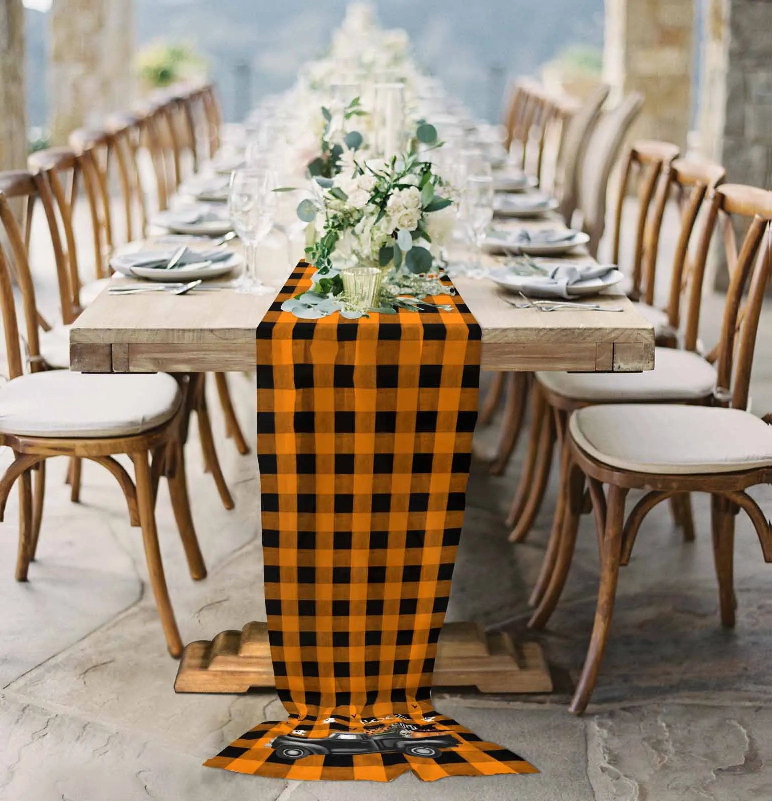 Orange Plaid Halloween Truck Sheer Chiffon Table Runner Wedding Party Birthday Tulle Voile Tablecloth
Orange Plaid Halloween Truck Sheer Chiffon Table Runner Wedding Party Birthday Tulle Voile Tablecloth