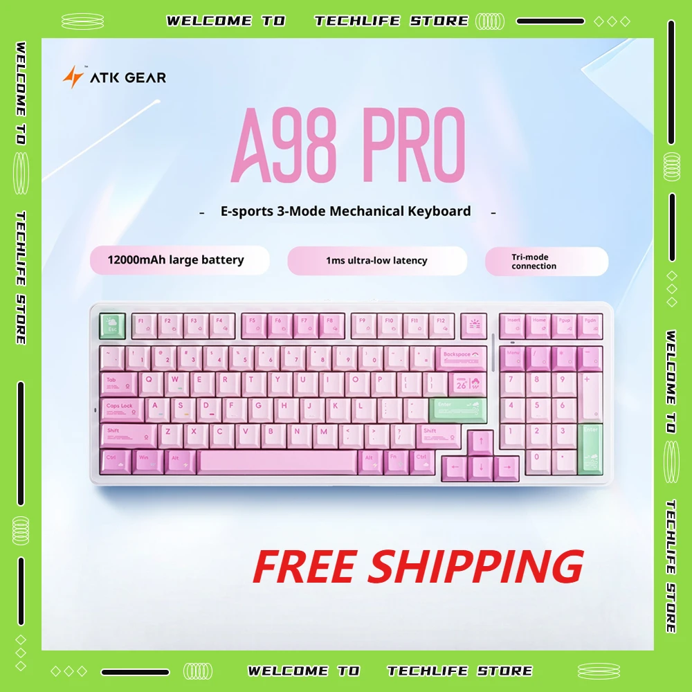ATK A98 Pro 98 Percent Wireless Mechanical Keyboard Hot Swappable Gasket Mount Tri Mode RGB Gaming Keyboard PC Mac Office
ATK A98 Pro 98 Percent Wireless Mechanical Keyboard Hot Swappable Gasket Mount Tri Mode RGB Gaming Keyboard PC Mac Office