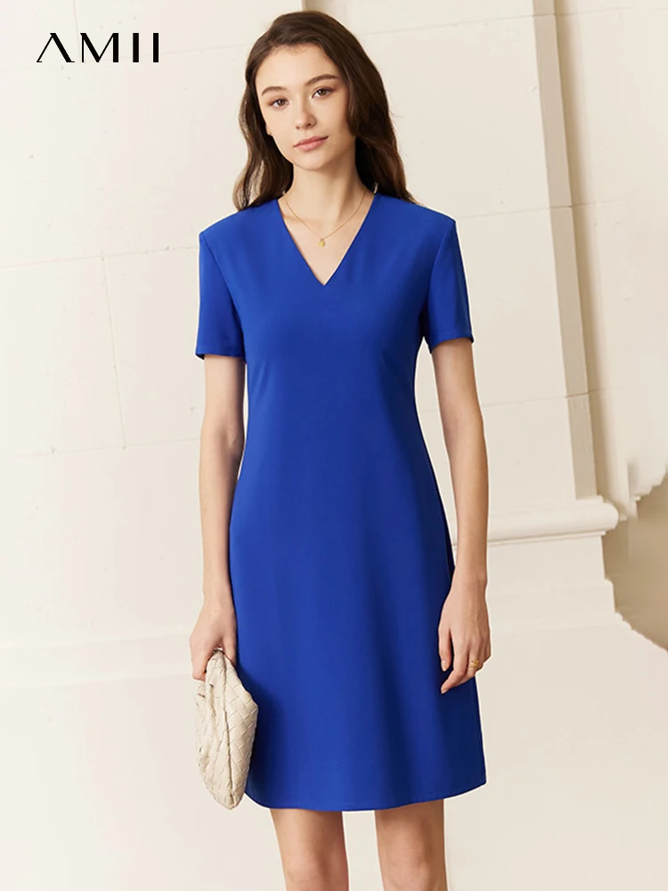 AMII Minimalism Women's Dress V Neck A Line Solid 3 Colors Office Lady Chic Fashion Slim Short Sleeves Female Vestidos 12322012
AMII Minimalism Women's Dress V Neck A Line Solid 3 Colors Office Lady Chic Fashion Slim Short Sleeves Female Vestidos 12322012