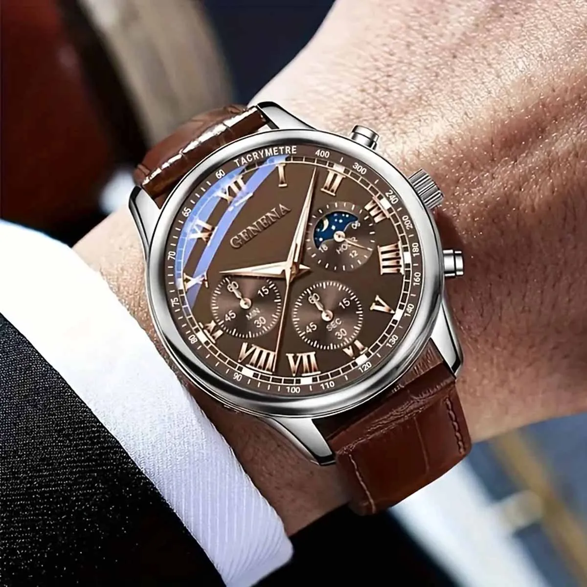 Geneva High Quality Men's Luxury Belt Fashion Quartz Watch Men's Round Business Student Sports Waterproof Night Light Clock
Geneva High Quality Men's Luxury Belt Fashion Quartz Watch Men's Round Business Student Sports Waterproof Night Light Clock