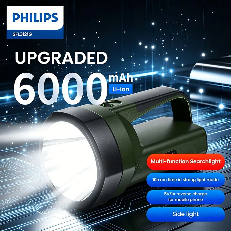 Philips Strong light long-range flashlight 5 modes 10 hour battery life searchlight rechargeable main side light camping light
Philips Strong light long-range flashlight 5 modes 10 hour battery life searchlight rechargeable main side light camping light