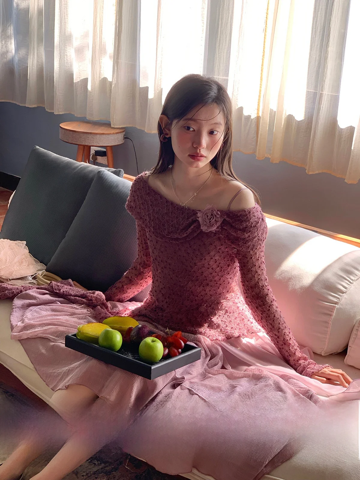 Женский вязаный свитер Cheese Day Mist Purple Soft Sweet Me Cover up с микро-прозрачным 3D-узором в горошек, весенний, винтажный
Женский вязаный свитер Cheese Day Mist Purple Soft Sweet Me Cover up с микро-прозрачным 3D-узором в горошек, весенний, винтажный