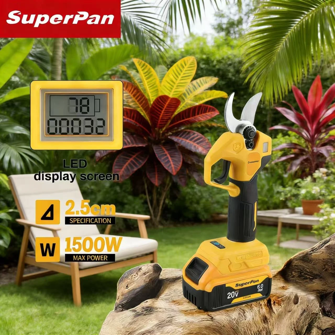 SuperPan Ergonomic Pruner garden shears anti-fatigue for garden pruning orchard trimming branch care for dewalt 20V battery pin
SuperPan Ergonomic Pruner garden shears anti-fatigue for garden pruning orchard trimming branch care for dewalt 20V battery pin