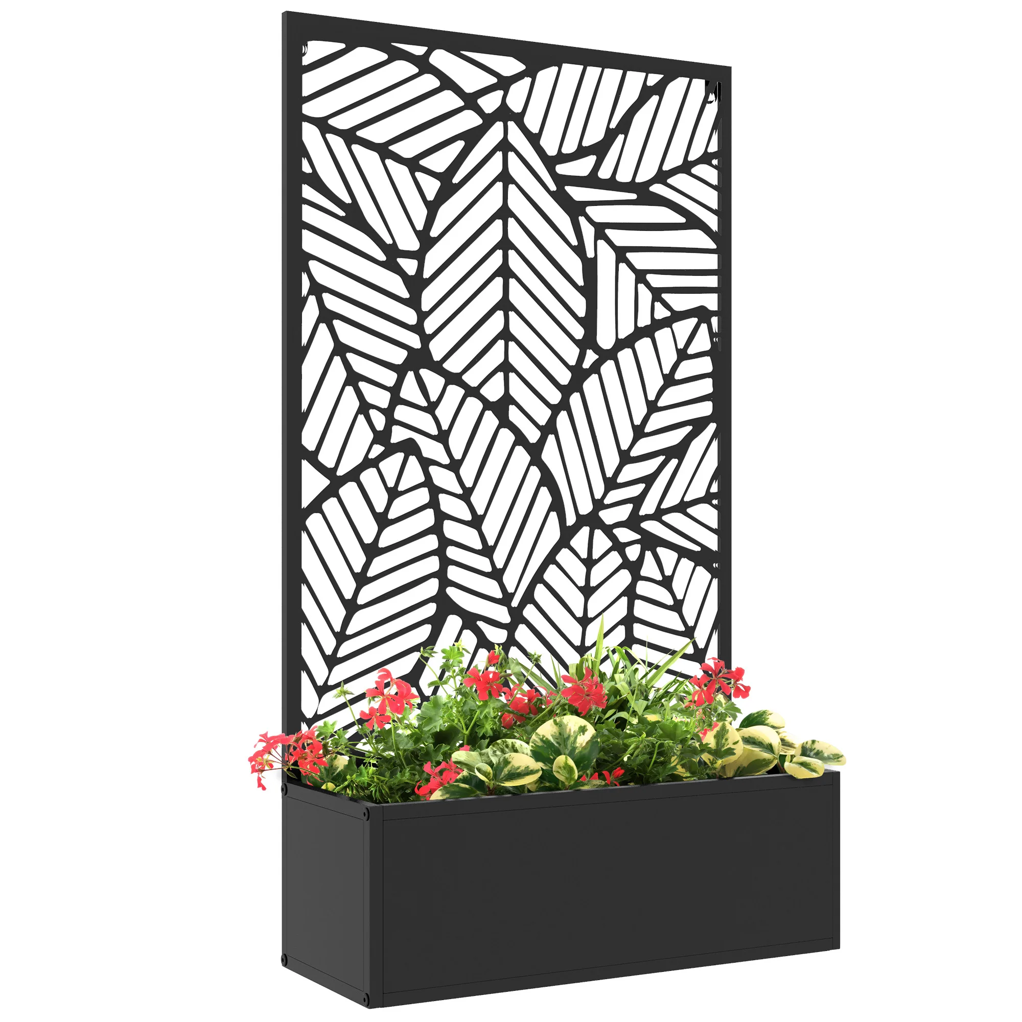 Metal Outdoor Privacy Screen with Raised Garden Bed, Privacy Panel and Planter Box, Wall-Mounted or Freestanding, Black
Metal Outdoor Privacy Screen with Raised Garden Bed, Privacy Panel and Planter Box, Wall-Mounted or Freestanding, Black
