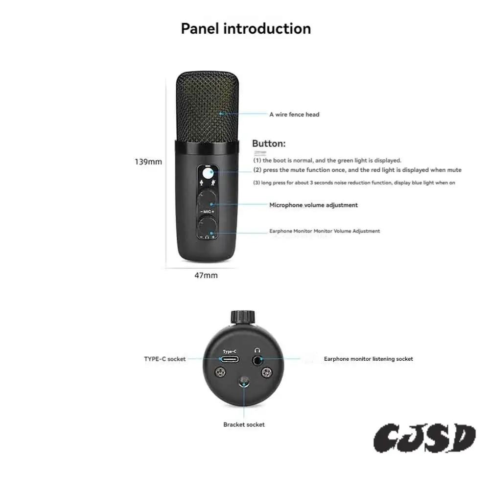 CJSD-USB Microphone Condenser Gaming Mic For PC With Brilliant RGB Lighting
CJSD-USB Microphone Condenser Gaming Mic For PC With Brilliant RGB Lighting