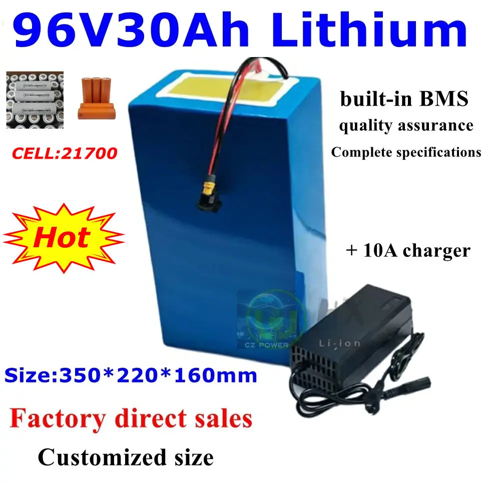Литий-ионный аккумулятор 96 В, 30 Ач, 26S 21700Cell BMS, для мотора робота 5000 Вт, скутера, легковых автомобилей, четырехгонных частот, мото, AGV, зарядное устройство
Литий-ионный аккумулятор 96 В, 30 Ач, 26S 21700Cell BMS, для мотора робота 5000 Вт, скутера, легковых автомобилей, четырехгонных частот, мото, AGV, зарядное устройство
