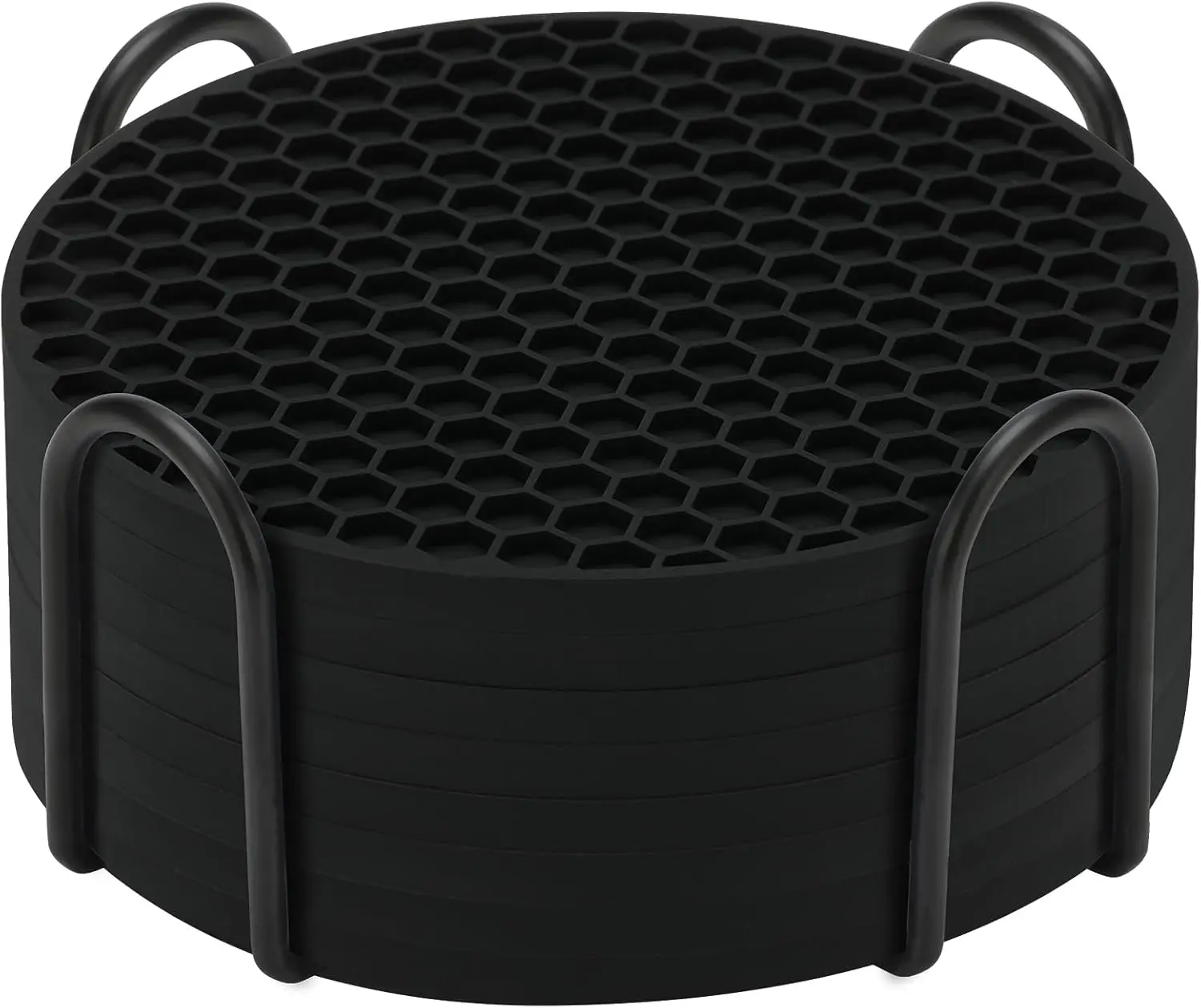 8-Piece Silicone Coaster Set with Holder, Non-Slip and Heat-Resistant for Hot or Cold Drinks, Table Protection in Black
8-Piece Silicone Coaster Set with Holder, Non-Slip and Heat-Resistant for Hot or Cold Drinks, Table Protection in Black