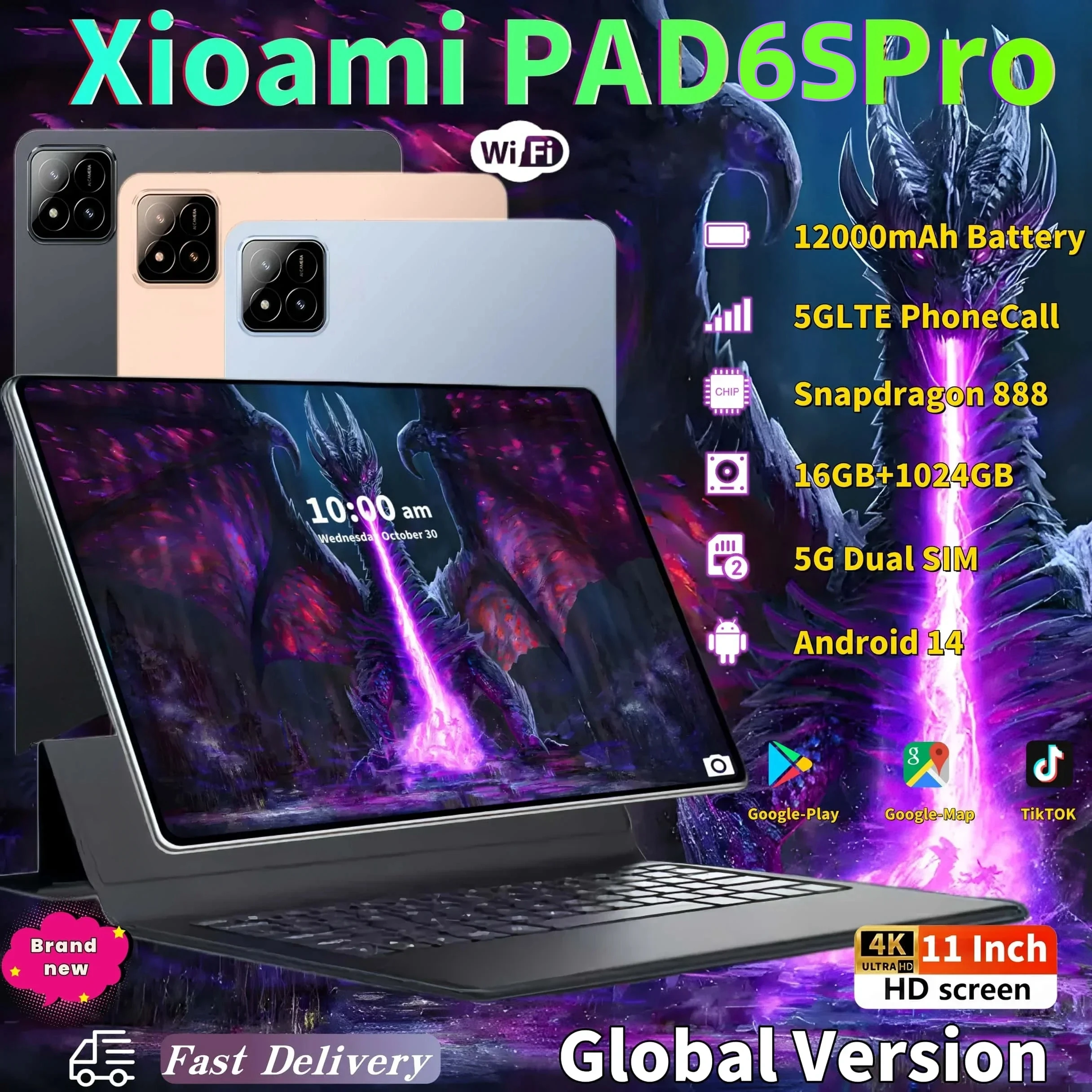 2024 Pad 6S Pro Android 14 12000mAh 10.1-inch Global Edition Tablet 4K 16GB+1T 5G Dual SIM Dual Standby Bluetooth WiFi Tablet PC
2024 Pad 6S Pro Android 14 12000mAh 10.1-inch Global Edition Tablet 4K 16GB+1T 5G Dual SIM Dual Standby Bluetooth WiFi Tablet PC