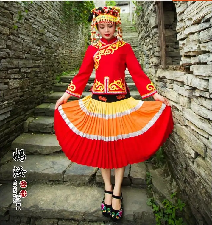 Yi Ethnic Dance Performance Dress, Women's Pleated Skirt, Ethnic Style, Ethnic Minority Clothing
Yi Ethnic Dance Performance Dress, Women's Pleated Skirt, Ethnic Style, Ethnic Minority Clothing