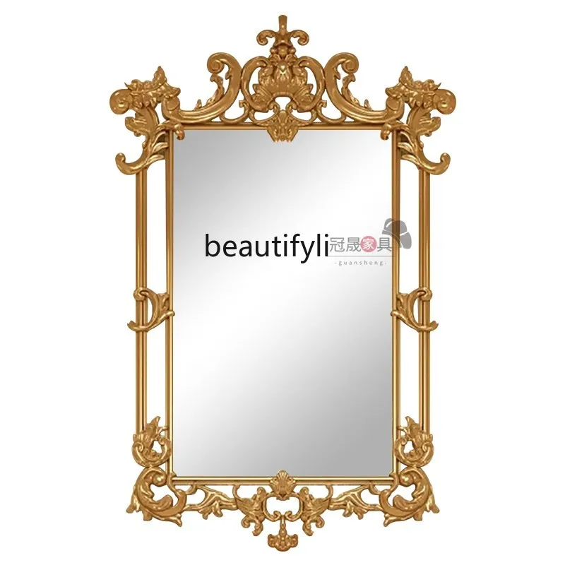 French retro bathroom mirror wall hanging, carved cosmetic mirror European special-shaped, porch wall hanging decorative mirror
French retro bathroom mirror wall hanging, carved cosmetic mirror European special-shaped, porch wall hanging decorative mirror
