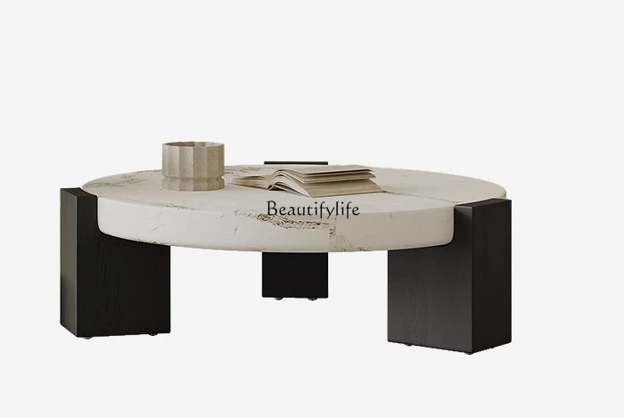 Italian minimalist high-end marble coffee table living room creative round coffee table high and low combination
Italian minimalist high-end marble coffee table living room creative round coffee table high and low combination