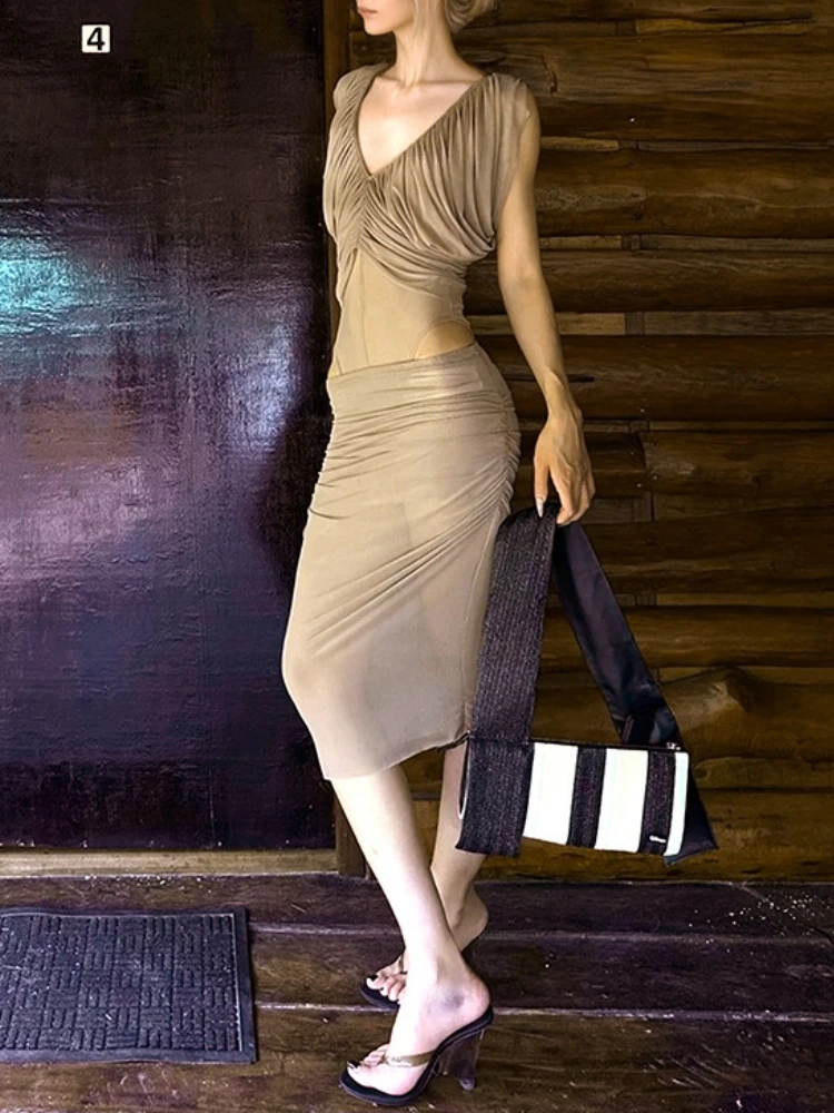 Sleeveless Bodysuit Transparent Mesh Skirt V-neck 2 Piece Sets Womens Outfits Shirring Ensembles De Jupes Sexy Conjunto Femenino
Sleeveless Bodysuit Transparent Mesh Skirt V-neck 2 Piece Sets Womens Outfits Shirring Ensembles De Jupes Sexy Conjunto Femenino