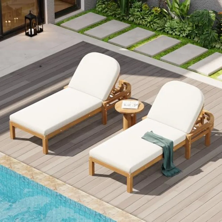 Outdoor Chaise Lounge, Acacia Wood Patio Recliner with Arched Backrest, 5-Position Adjustable Backrest, Thick Cushion, Outdoor
Outdoor Chaise Lounge, Acacia Wood Patio Recliner with Arched Backrest, 5-Position Adjustable Backrest, Thick Cushion, Outdoor