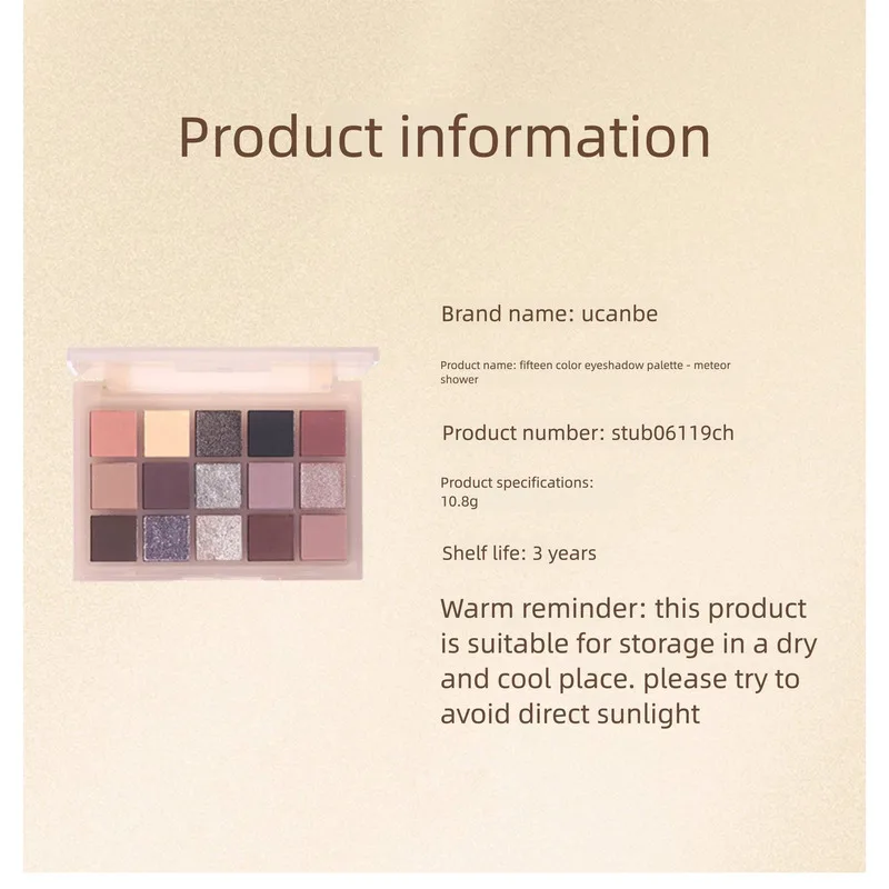 Ucanbe 15-color Eyeshadow Palette, Smoky Makeup, Earth Tones, Orange, Black, Brown, Daily Makeup For Beginners
Ucanbe 15-color Eyeshadow Palette, Smoky Makeup, Earth Tones, Orange, Black, Brown, Daily Makeup For Beginners