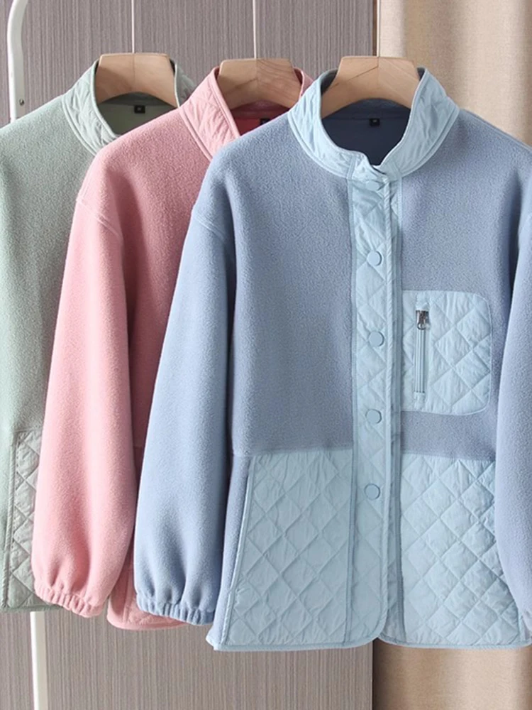 Autumn Winter Women's Loose Warm Polar Fleece Coat with Stand-up Collar Clip Cotton Splicing Casual Long Sleeve Outerwear
Autumn Winter Women's Loose Warm Polar Fleece Coat with Stand-up Collar Clip Cotton Splicing Casual Long Sleeve Outerwear