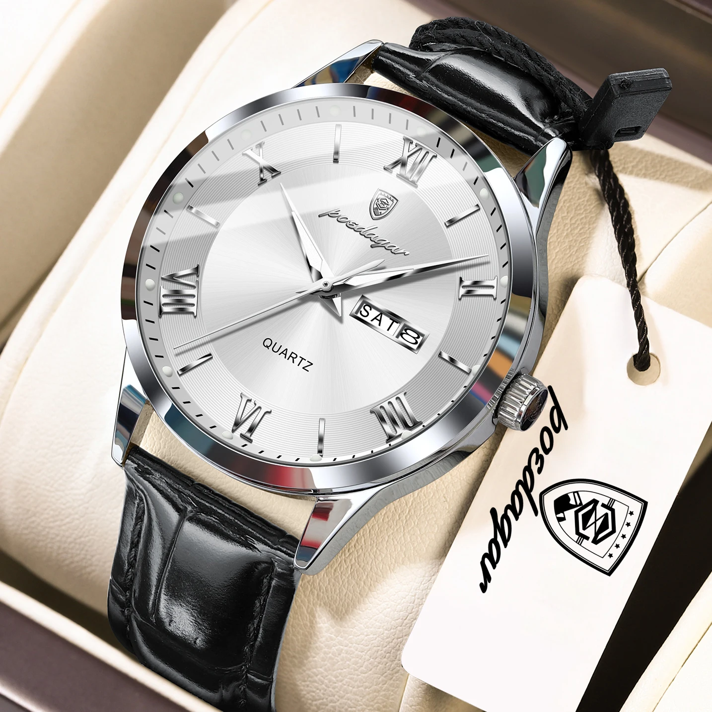 POEDAGAR Fashion Quartz Man Wristwatch Leather Date Week Men Clock Waterproof Luminous High Quality Business Men's Watches Reloj
POEDAGAR Fashion Quartz Man Wristwatch Leather Date Week Men Clock Waterproof Luminous High Quality Business Men's Watches Reloj