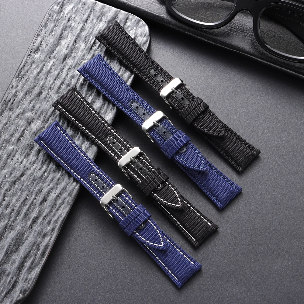 20mm 22mm Premium Sailcloth and Leather Watch Strap Thickened Canvas Watch Band Chain Blue Black Green Men Wearable Bracelet
20mm 22mm Premium Sailcloth and Leather Watch Strap Thickened Canvas Watch Band Chain Blue Black Green Men Wearable Bracelet
