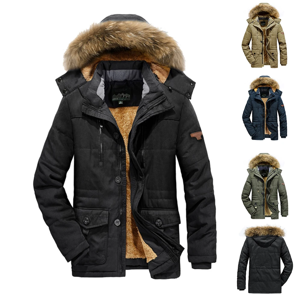 Men's Cotton Hooded Plus Velvet Parka Male Plus Size Windproof Warm Parka Men Fashionable Thick Windproof Cotton-Padded Parkas
Men's Cotton Hooded Plus Velvet Parka Male Plus Size Windproof Warm Parka Men Fashionable Thick Windproof Cotton-Padded Parkas